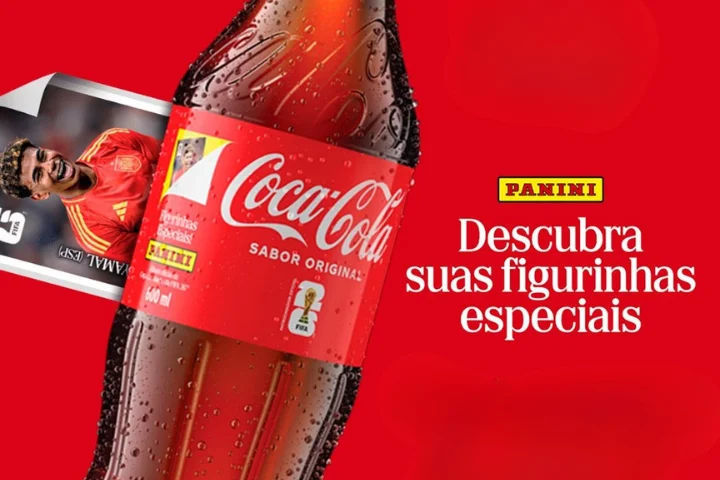 Figurinha COPA na garrafa da Coca-Cola
