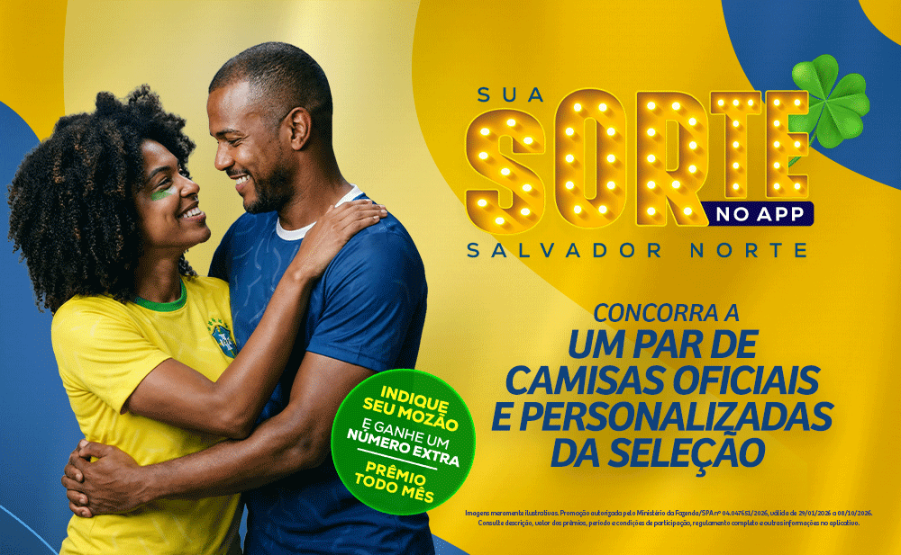 Sua Sorte no app: concorra a 01 par de camisas oficiais e personalizadas da seleção