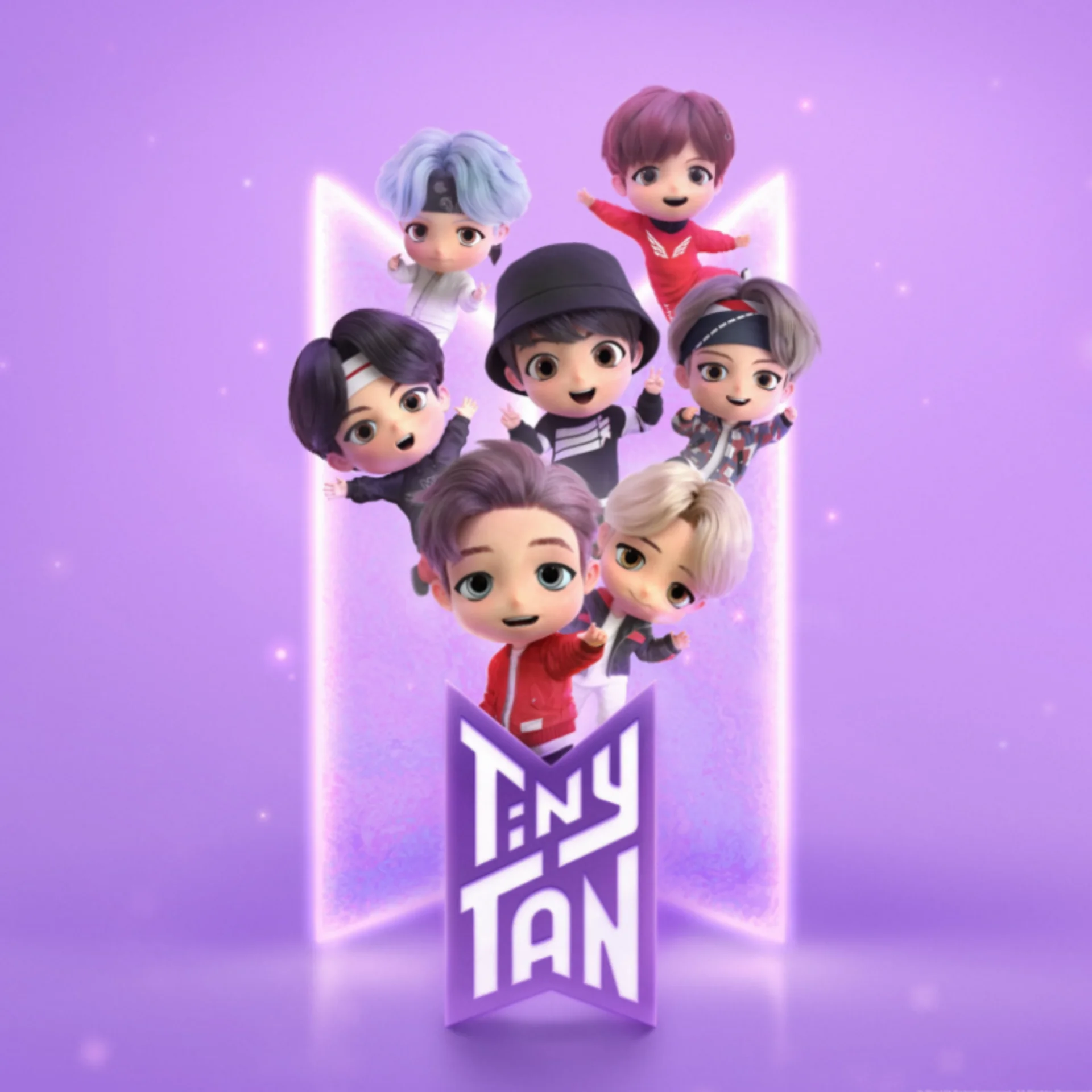 Imagem com os TinyTan do BTS da nova coleção do McDonald’s - McLanche Feliz.
